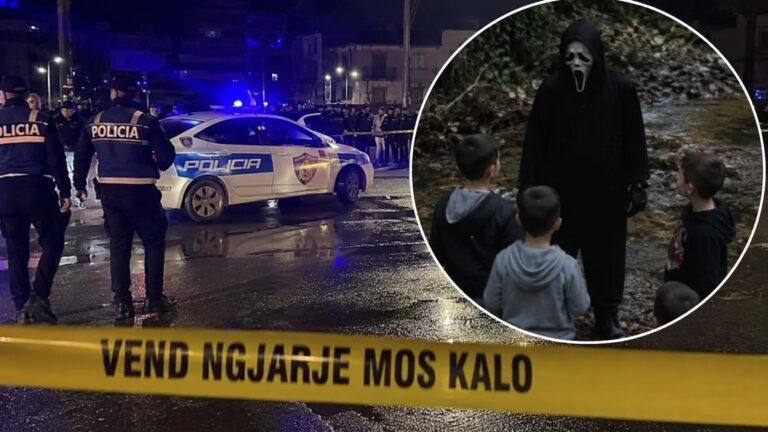 Çfarë filmuan kamerat ? Atentatori i maskuar si personazh filmi në Elbasan, fëmijët e ndiqnin duke qeshur para breshërisë së plumbave