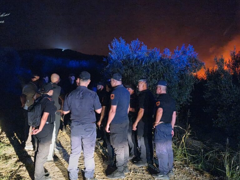 Vullnetarët e Illyrian Guard në terren për shuarjen e zjarrit në Priskë