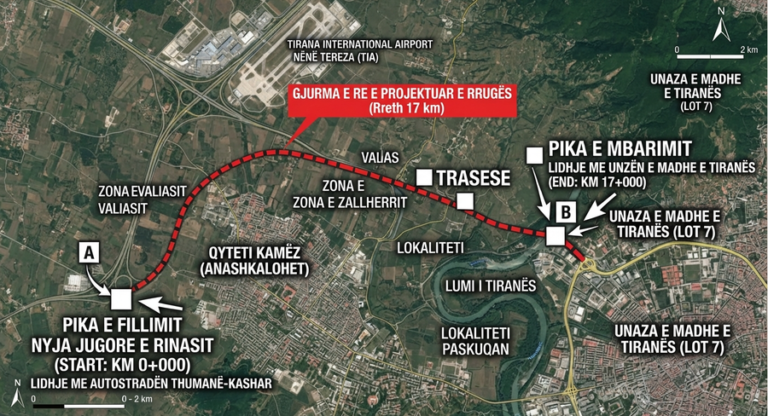HARTA/ Nga Valiasi në Paskuqan! Ja ku do të kalojë unaza e re lidhëse e Tiranës me veriun...